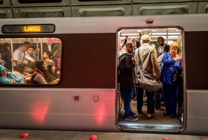 Crowded Metro Train, Arlington, Virginia, SafeTrack