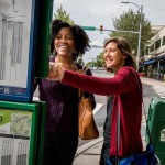 Employees at a bus stop, Arlington County