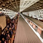 Metro trains, Commuters on platforms, Arlington, Virginia